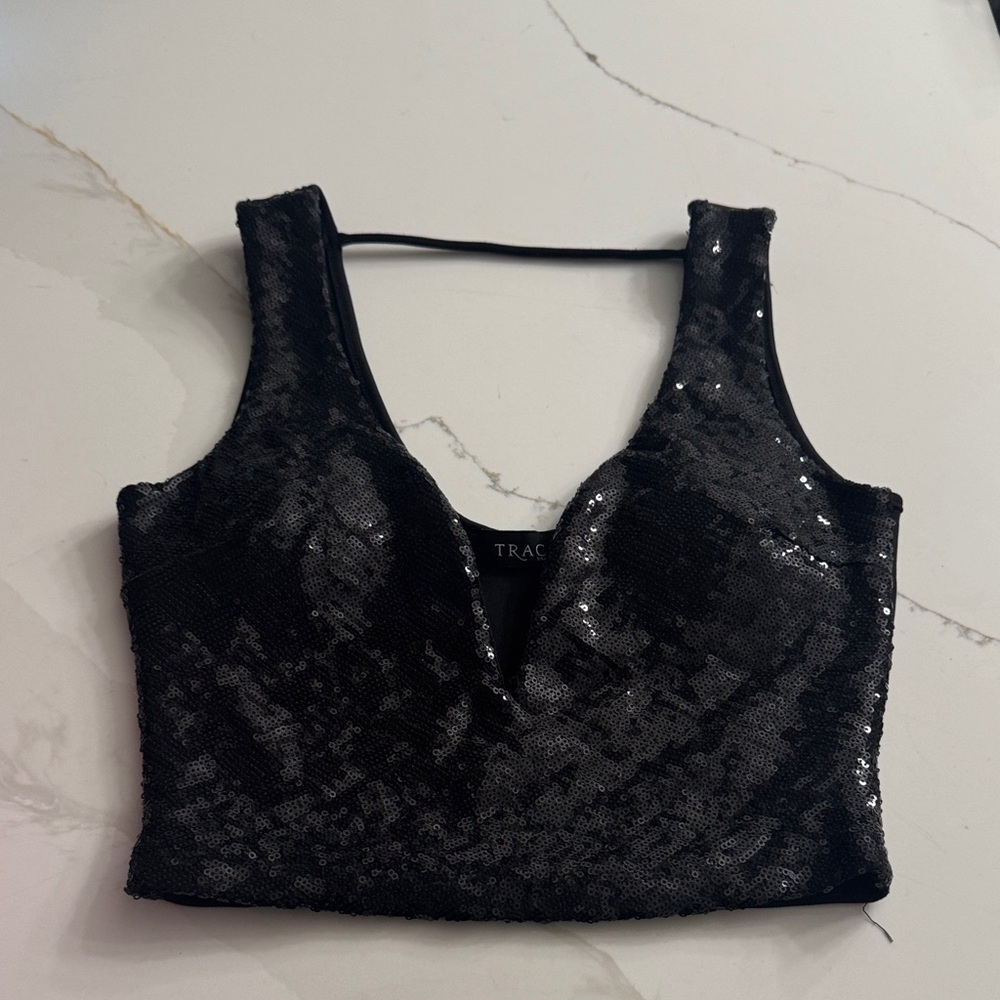 Trac Black Sequin Crop Top